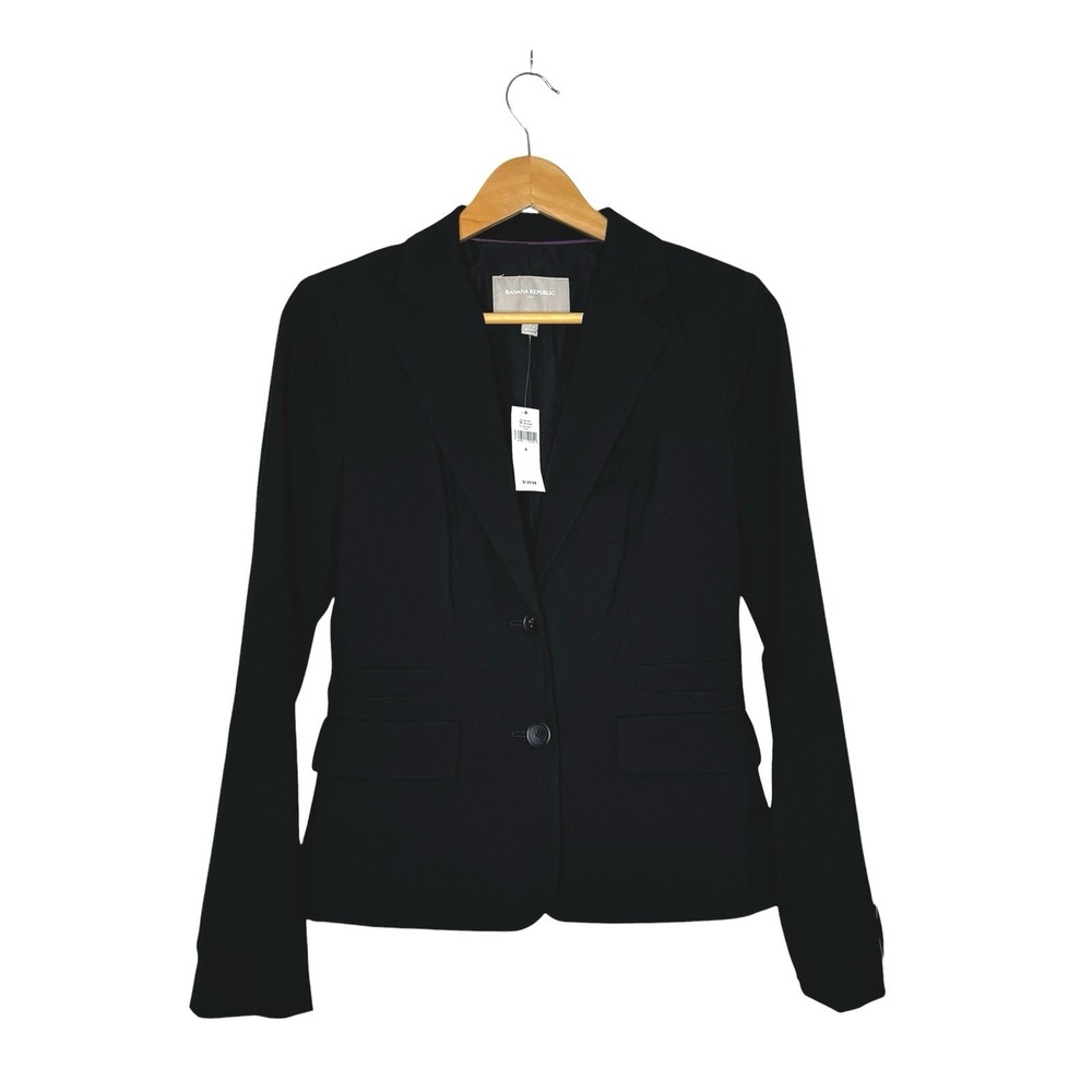 NWT Banana Republic Women's Two Button Tailored Stretch Blazer Black Size 4